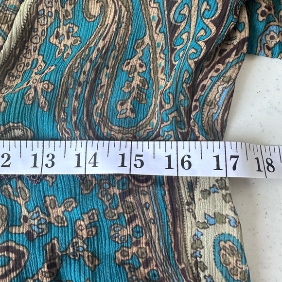 COCO AND CHASE Turquoise Boho Paisley Design 3/4 sleeve Size M - Picture 10 of 11